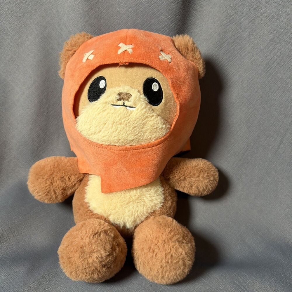 STAR WARS PLUSH THE EWOK Stuffed Animal Orange Hood Mattel